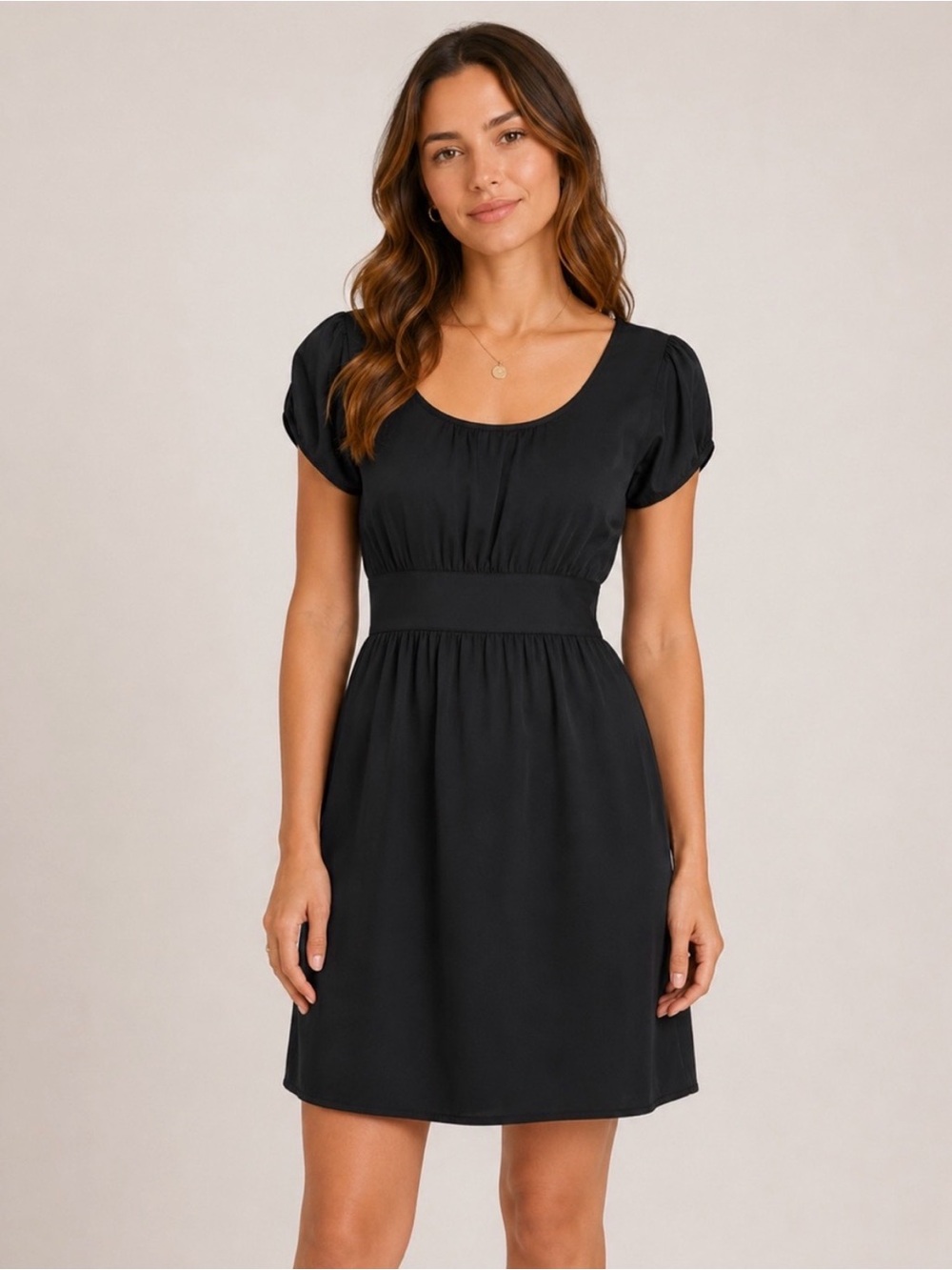 NWT Ophelia & Co. Francesca’s Black Scoop Neck Mini Dress Elastic Waist Small